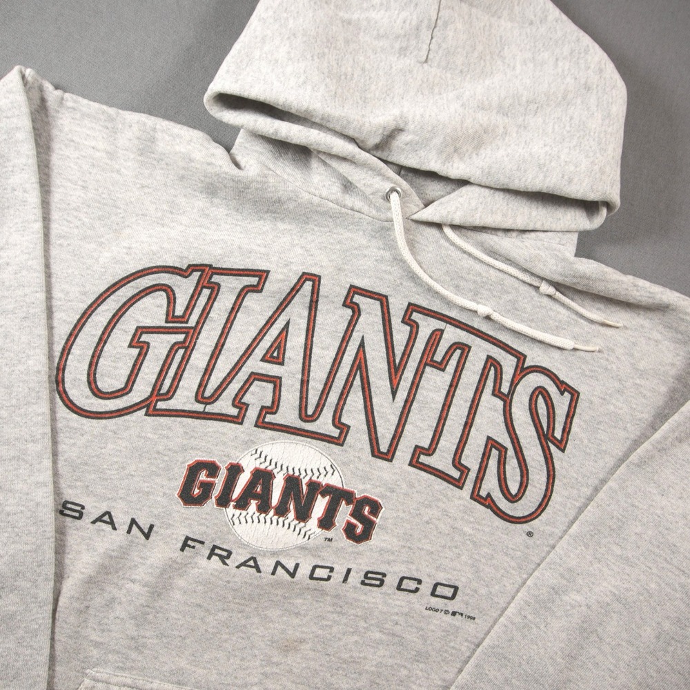 Vintage 1998 Logo 7 San Francisco Giants MLB Men Hoodie L Gray Oversized Retro